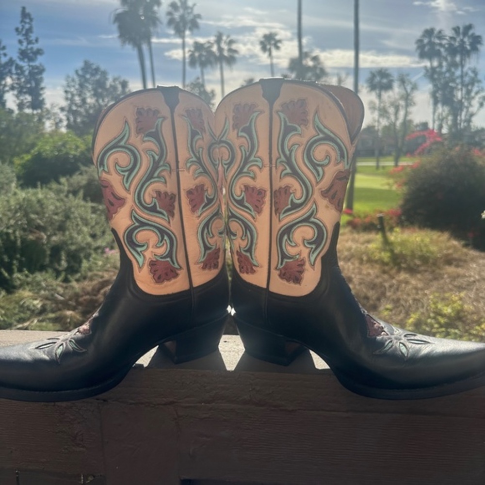 NWT ! Vintage Lucchese Art Nouveau Floral Cowgirl Boots Made in Mexico Size 8! - Picture 10 of 15
